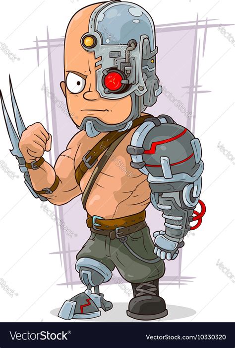 Cartoon Cyborg With Cool Metal Royalty Free Vector Image