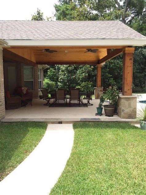 Get ready to enjoy the warm weather ahead by browsing these 50 creative patio and porch decor ideas. attached pavilion using owt hardware on a stained great ...