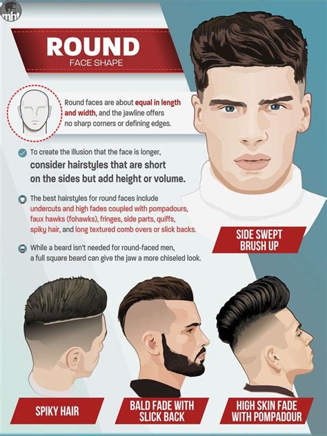Since asymmetrical haircuts tend to be more trending hairstyles, we recommend you visit a good men's hairstylist (not a traditional. Best Men's Haircuts For Your Face Shape (2020 Illustrated Guide) | Round face haircuts, Round ...