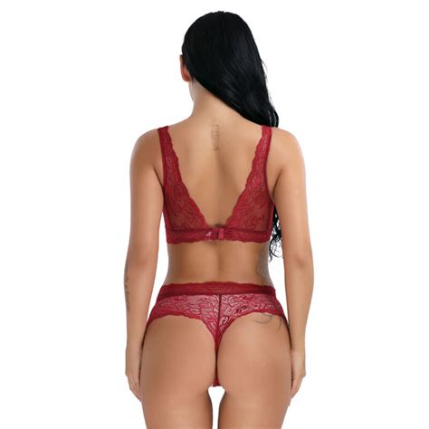 Women 14 Cup Lace Unlined Shelf Bra Crotchless G String Underwire