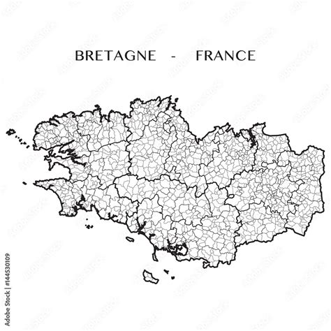 Detailed Map Of The Region Of Brittany Bretagne France Including All