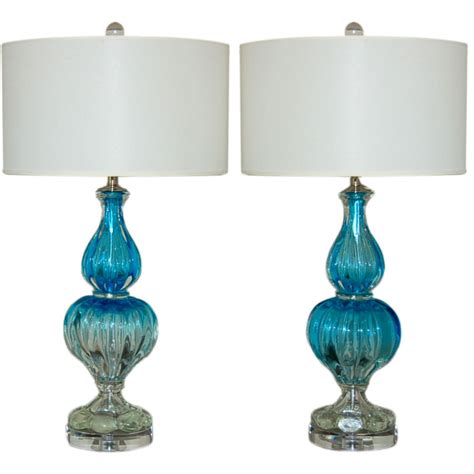 Vintage Murano Glass Table Lamps Blue Swank Lighting