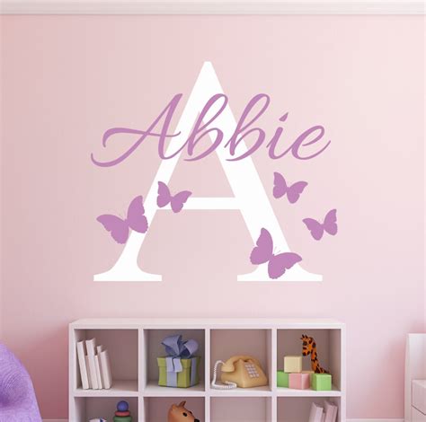 Personalized Name Vinyl Wall Stickers Butterflies Baby