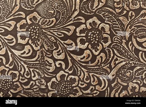 Embossed Leather Floral Pattern Background Stock Photo Alamy