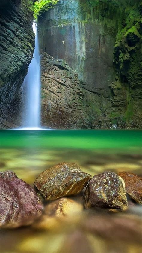 Обои Водопад Waterfall Cave Earth Forest 4k Природа 18277