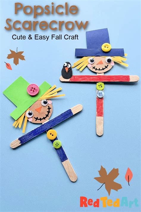 Adorable Popsicle Stick Scarecrow Craft For Kids Red Ted Art