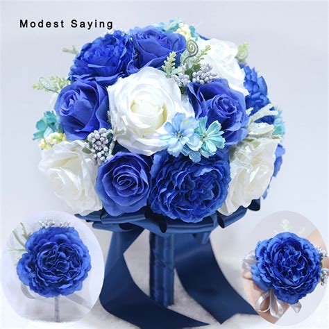 Hot sales wedding flowers bridal bouquet hand bouquets rose flowers bride bouquet. Romantic Royal Blue Artificial Flowers Rose Wedding ...