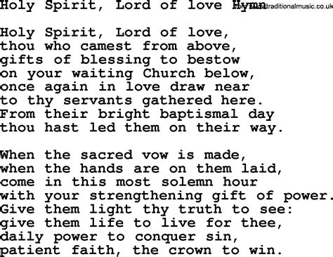 Catholic Hymns Song Holy Spirit Lord Of Love Hymn Lyrics And Pdf