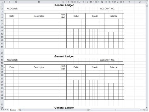 General Ledger Spreadsheet General Ledger Excel Template