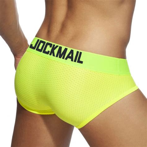 Jockmail Men S Brief Sexy Low Waist Ice Silk Underwear Bikini Pouch