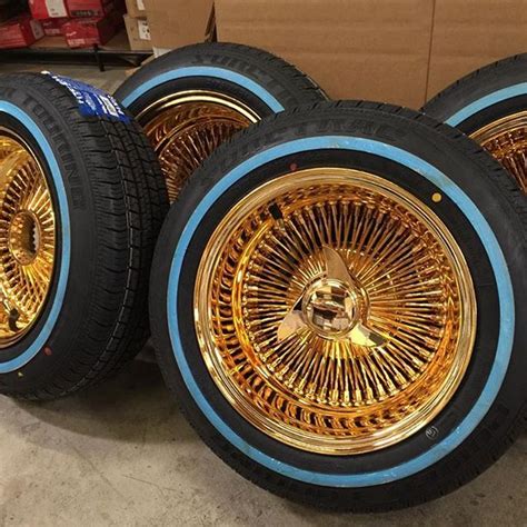 14x7 Reverse 100 Spokes All Gold With 17575r14 White Wall Tires Wire