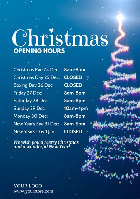 Copia Di Christmas Opening Times Hours Holidays Cover Postermywall