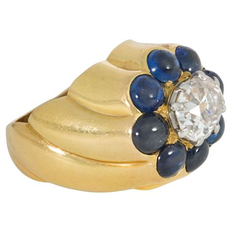Cartier Gold Sapphire And Diamond Ring For Sale At 1stdibs Cartier