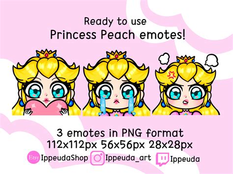Princess Peach Twitch Emote Vtuber Pngtuber Streamer Etsy Uk