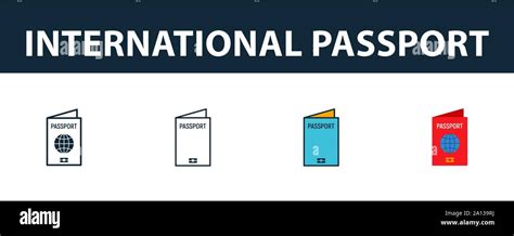 International Passport Icon Set Four Simple Symbols In Diferent Styles