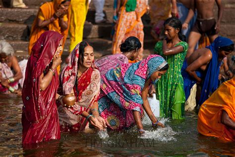 Hindu Pilgrims Bathing In River Ganges Varanasi India Tim Graham World Travel And Stock
