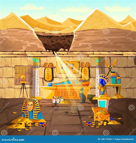 Ancient Egypt Pharaoh Underground Lost Tomb Stock Vector Illustration