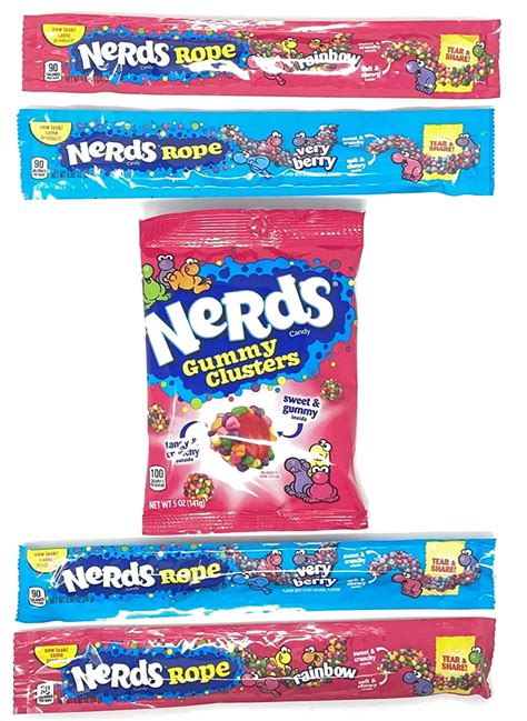 Nerds Gummy Clusters 5oz And Nerds Very Berry And Rainbow Rope
