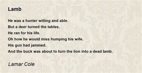 Lamb Poem By Lamar Cole Poem Hunter