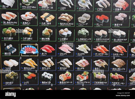 Sushi Menu In Tokyo Japan Stock Photo Alamy