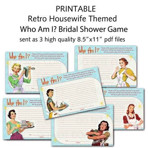 Printable 1950s Retro Housewife Bridal Shower Game Who Etsy Bridal