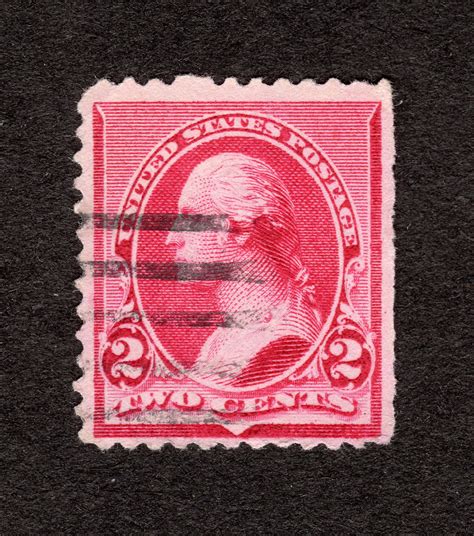 Us Postage Stamp 2c Washington Red Facing Left 219d Light Ink Bleed