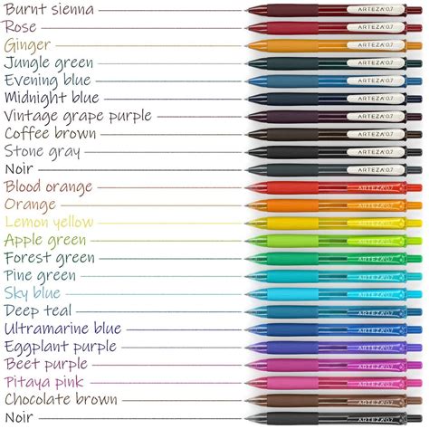 Arteza Colored Gel Pens 24 Pack Of Assorted Colors 10 Vintage And 14