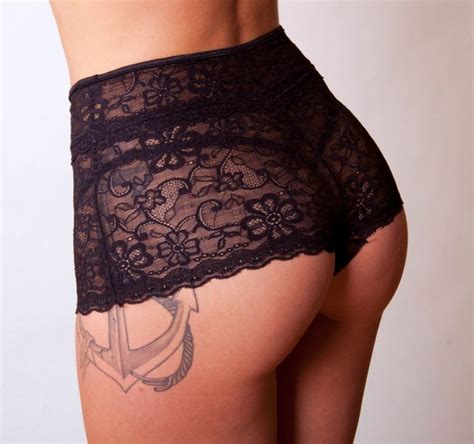 black lace high waist cheeky panty
