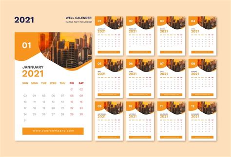 Premium Vector Wall Calendar 2021 Template
