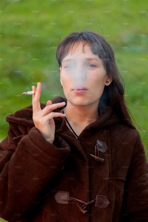 beautiful girl smoking people images ~ creative market