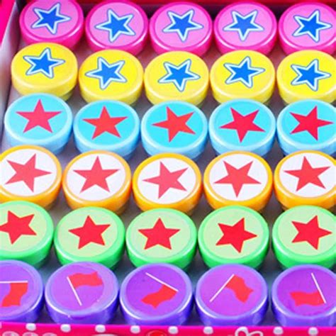 6 Pcs Star Flag Toy Stamper Self Inking Kids Stamp Diy Handmade