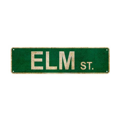 Elm St Street Sign Rustic Vintage Retro Metal Decor Street Etsy