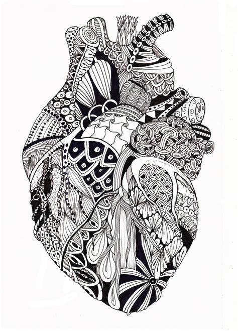 Dibujosde Zentangle De Corazones Colorear Imprimir