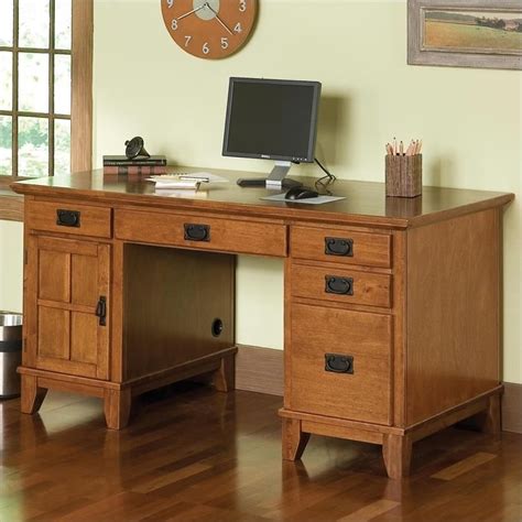 Looking for a good deal on computer desk with drawer? Home Styles Furniture Arts & Crafts Wood Pedestal Desk in ...