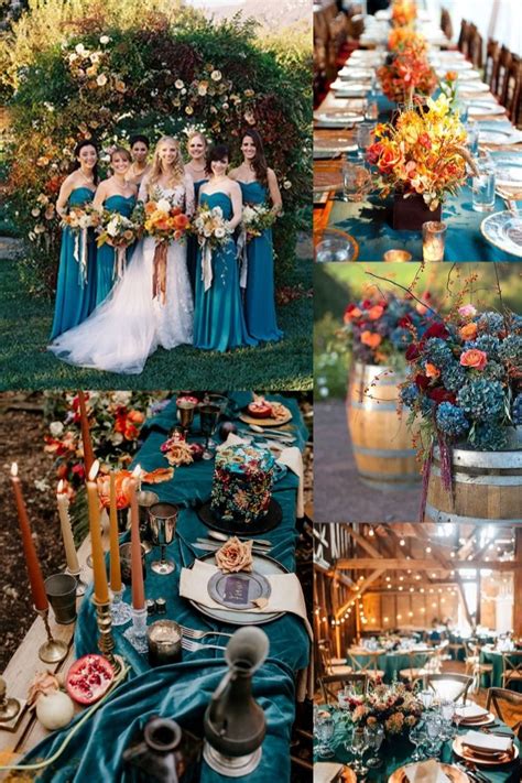 6 perfect dark teal wedding color schemes for fall orange wedding colors wedding theme colors
