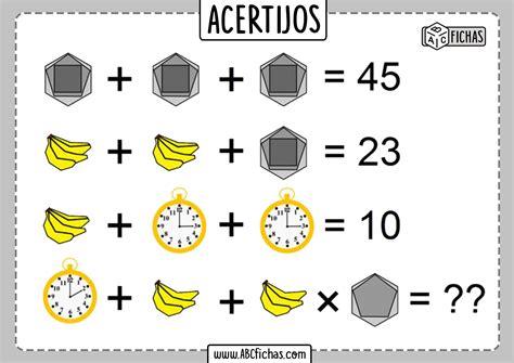 Acertijos de matematicas para niños ABC Fichas