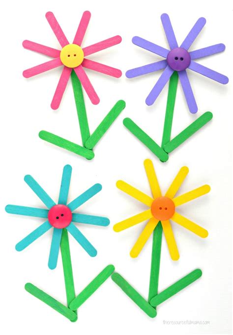 Popsicle Sticks Flower Craft For Kids The Resourceful Mama