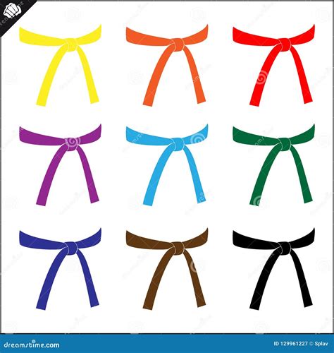 Martial Art Colored Belts Set Design Karate Emblem Stock Vector