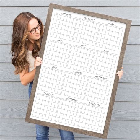 Year At A Glance Calendar Large Dry Erase 12 Month Whiteboard Etsy