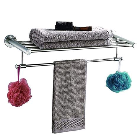 Swivel towel rack swivel towel bar stainless steel towel hanger brushed nickel swivel towel bar no drill towel rack for bathoom. Whifea Brushed Nickel Towel Shelf with Towel Bar ...