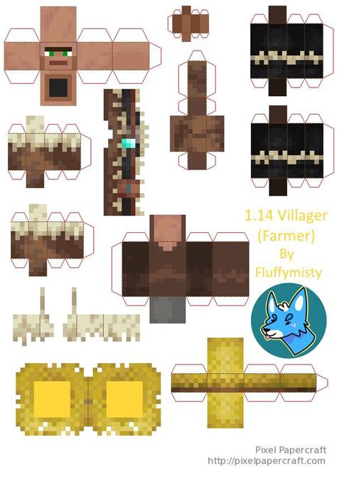 Papercraft 114 Villager Farmer In 2020 Papercraft Minecraft Skin