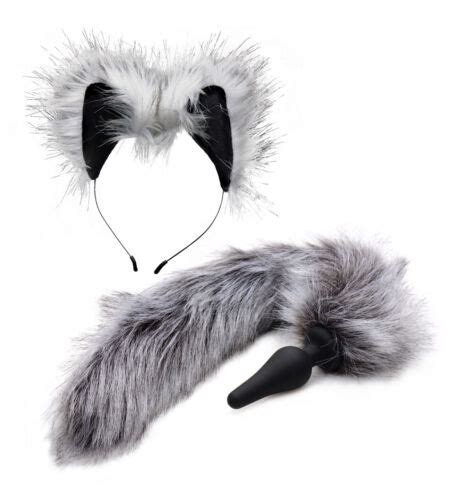 Tailz Grey Wolf Tail Anal Plug And Ears Set Furry Fetish Kinky Cosplay Butt Plug Ebay