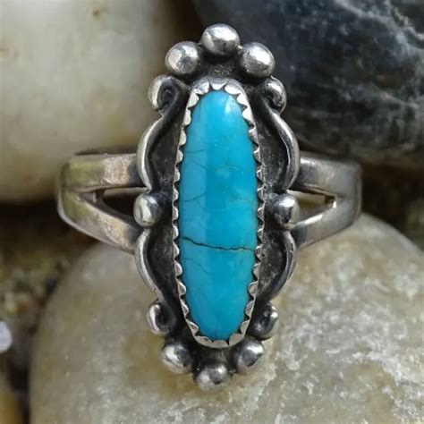 VINTAGE BELL TRADING Post Native American Turquoise Ring Size 6