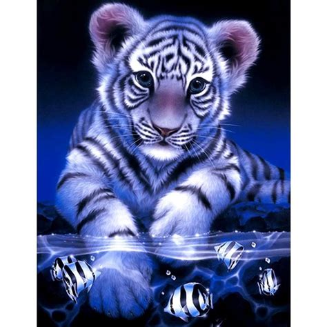Tigers And Fish 5d Diy Paint By Diamond Kit In 2021 Tiger Pictures Pet