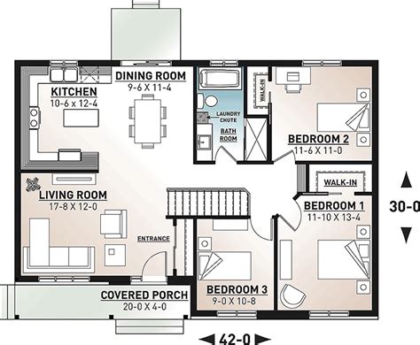 3 Bedroom Ranch Home Plan 21272dr Architectural Designs House Plans