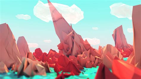 Download Wallpaper The Red Mountains Low Poly Illustration 2560x1440