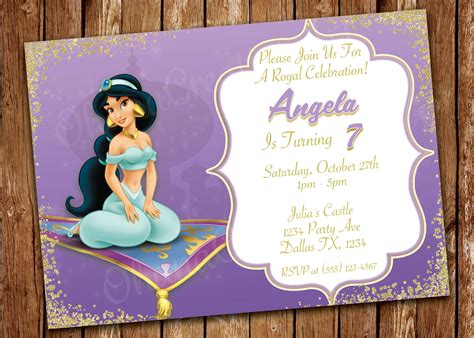 Jasmine Digital Invitation Jasmine Birthday Card Princess Jasmine