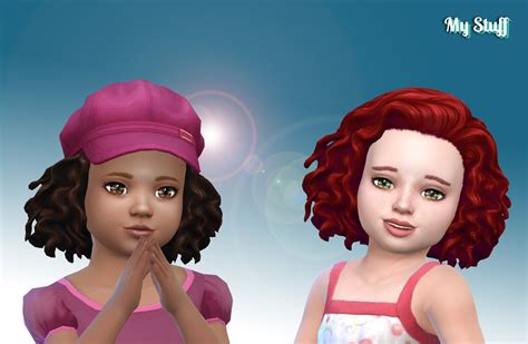 Mystufforigin Medium Mid Curly For Toddlers Sims 4 Hairs Medium