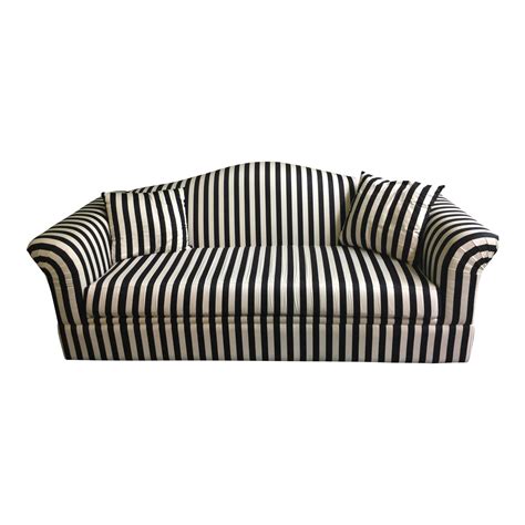 Precedent 1990 Modern Black And White Striped Sofa Chairish