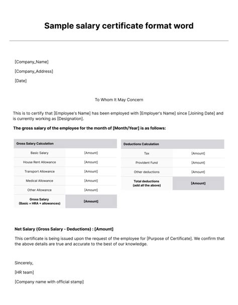 Salary Certificate Formatdownload Free Word And Pdf Samples Razorpayx